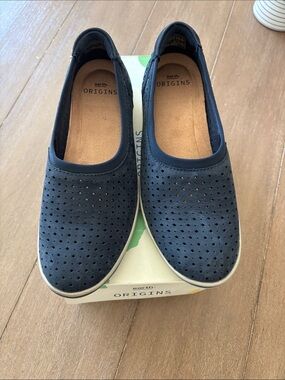 Earth Origins Navy Perforated Slip-On Flats